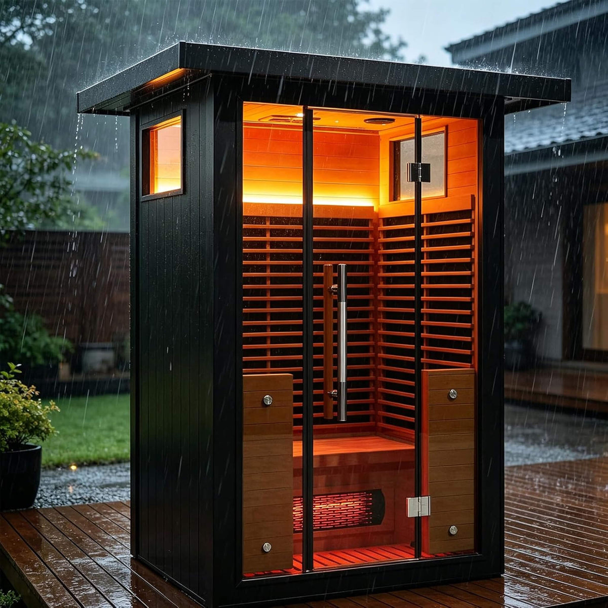 Lugano 2-Person Outdoor Full-Spectrum Infrared Sauna With Aluminum Alloy Exterior & WiFi