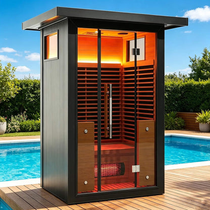 Lugano 2-Person Outdoor Full-Spectrum Infrared Sauna With Aluminum Alloy Exterior & WiFi