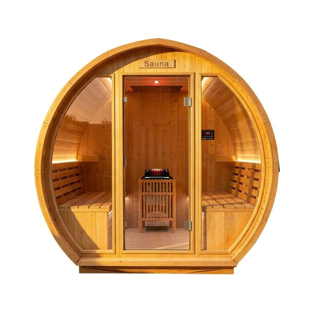 Varenna 6-Person Outdoor Traditional Carbonized Spruce Barrel Sauna (S ...