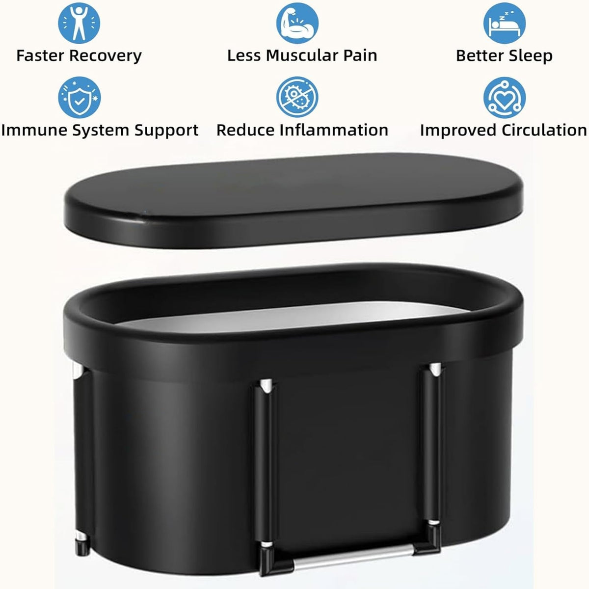 126 Gal Large Oval Ice Bath Tub for Athletes XL Portable Cold Plunge Tub with Cover Multiple Layered Outdoor Recovery Tub, Capacity for Cold Water Therapy Ice Baths at Home Outdoor Gym