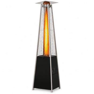 48,000 BTU Black Pyramid Propane Patio Heater with Quartz Glass Tube Burner