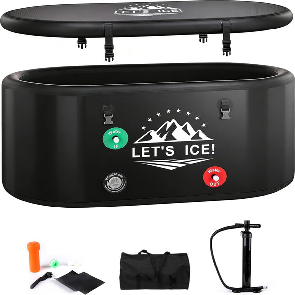 Inflatable Cold Plunge Tub Built for Recovery, 216 Gallon Capacity, Insulated Lid, Chiller Compatible
