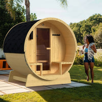 Barrel Sauna Built for Indoor Outdoor Use, 3-5 Person Capacity, 4.5 kW ETL Certified Heater, Pine Construction